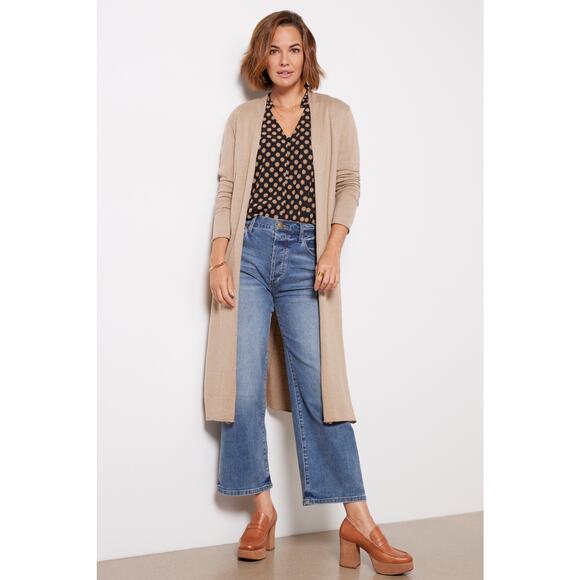 Splendid Evereve Nyla Silk Blend Heather Camel Mid Cardigan Sweater Size XL - Picture 1 of 13